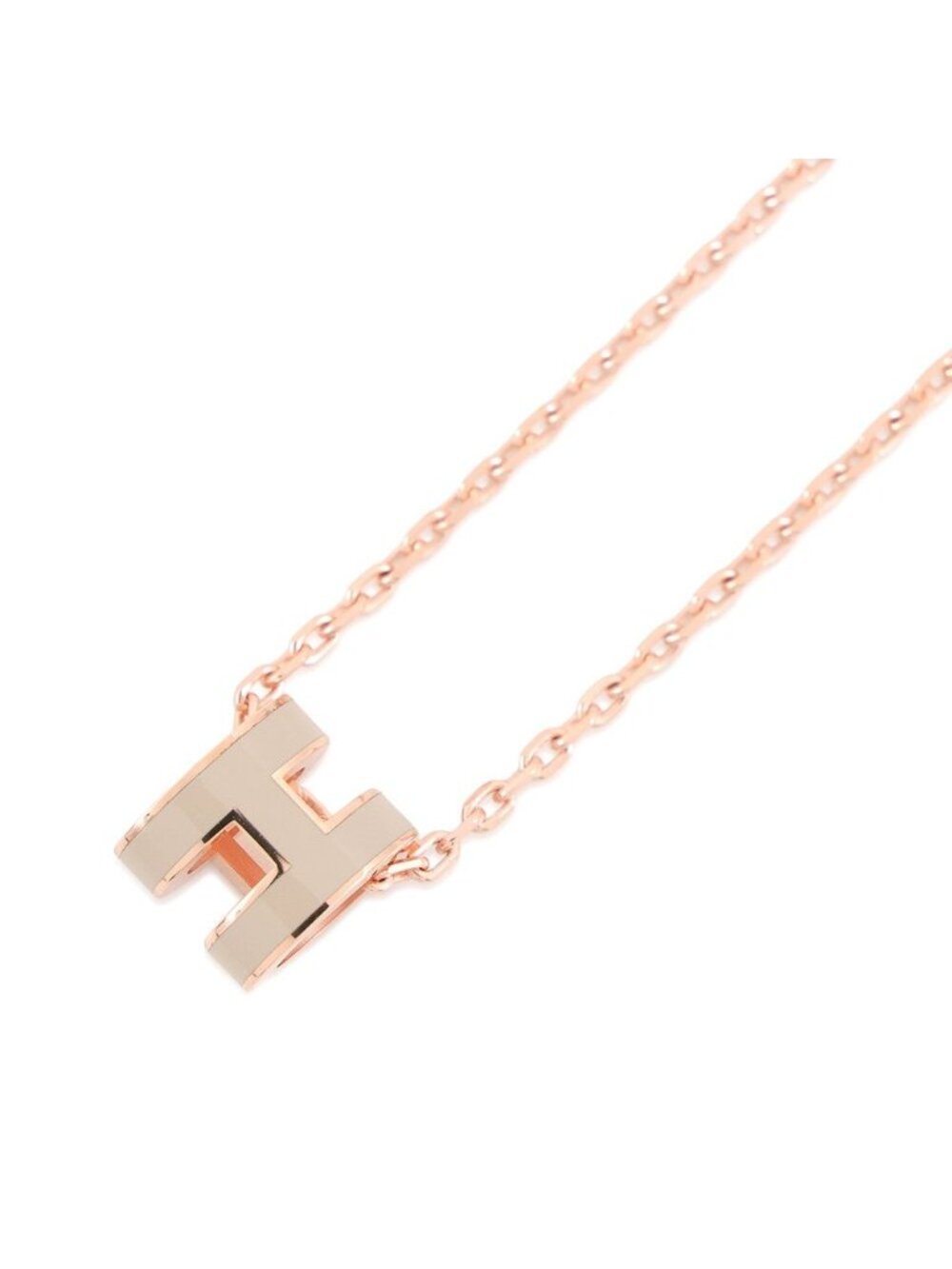 Hermes Necklace Mini Pop H Brown Glasse Pink Gold